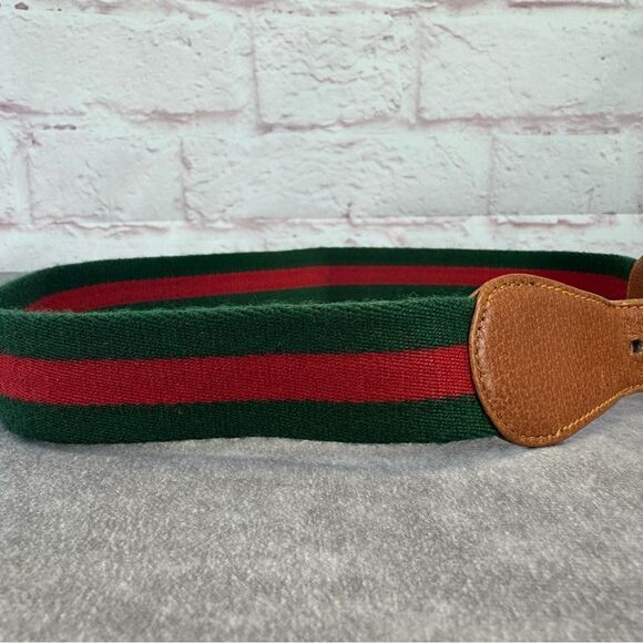 Gucci Vintage Sherry Line Brown Leather Belt Gold Buckle 80/32” main image 4